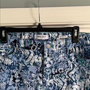 Nine West Blue Multi-Print Cropped Trousers Size 12